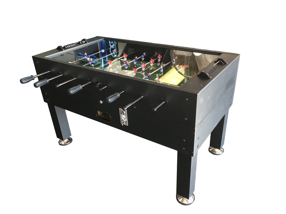 Foosball w/ coin mech mdf cabinet, black laminate